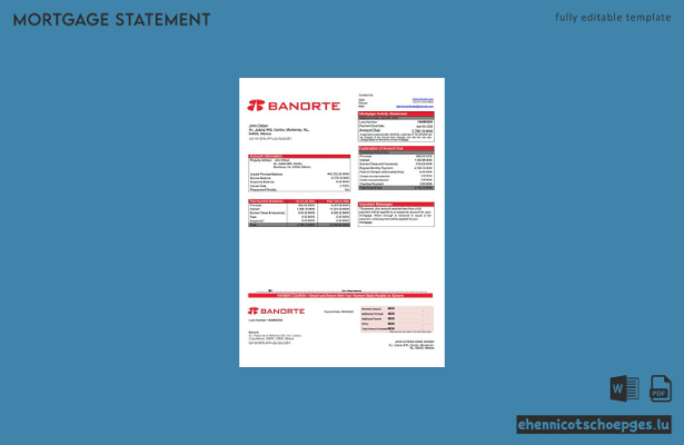 Mexico Banorte Hypothekenabrechnung Word- und PDF-Beispielvorschau